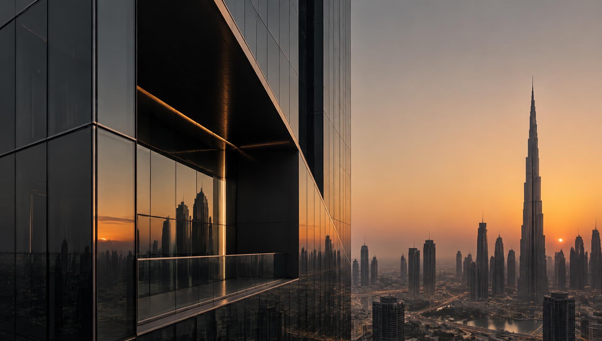 Dubai skyline at sunset